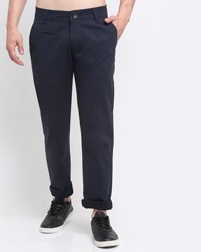 relaxed fit flat-front chinos