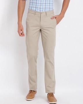 relaxed fit flat-front cotton chinos