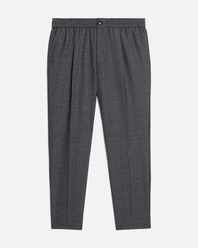 relaxed fit flat-front pants with elasticated waist