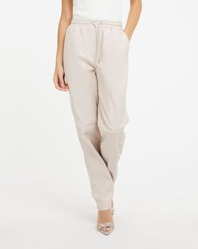 relaxed fit flat-front pants with insert pockets