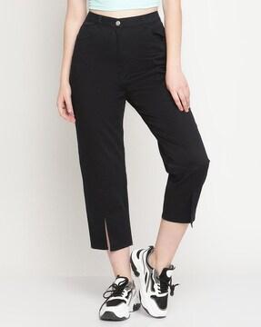 relaxed fit flat-front pants