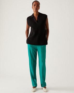 relaxed fit flat-front pants