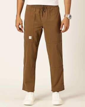 relaxed fit flat-front pants