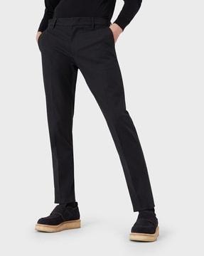 relaxed fit flat-front trousers