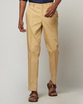 relaxed fit flat-front trousers