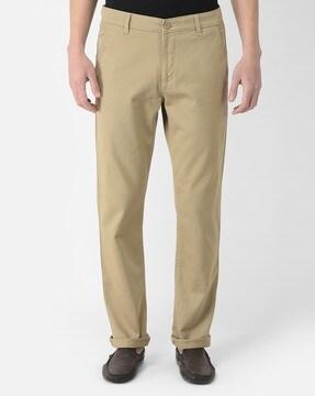 relaxed fit flat-front trousers