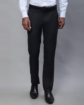 relaxed fit flat-front trousers