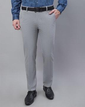 relaxed fit flat-front trousers