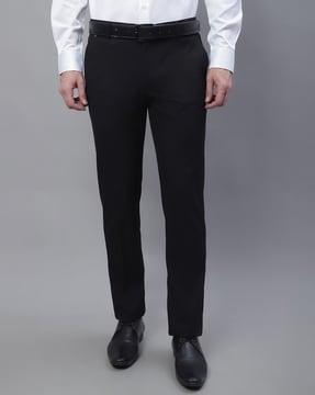 relaxed fit flat-front trousers