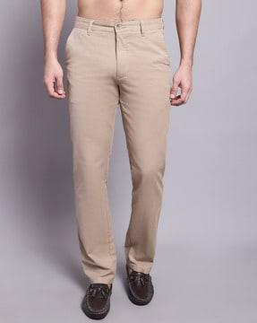 relaxed fit flat-front trousers