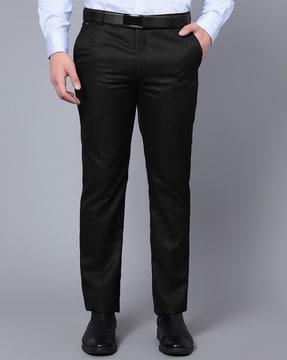 relaxed fit flat-front trousers