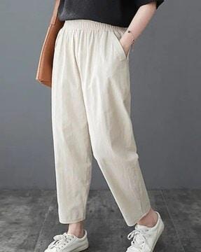 relaxed fit flat-front trousers