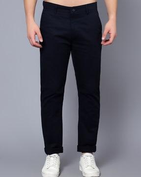 relaxed fit flat-front trousers