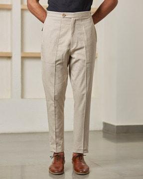 relaxed fit flat-front trousers