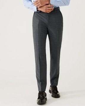 relaxed fit flat-front trousers