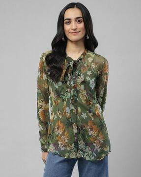 relaxed fit floral print shirt with camisole