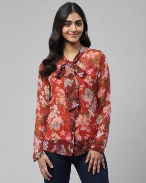 relaxed fit floral print shirt with camisole