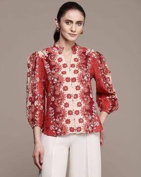 relaxed fit floral print shirt