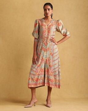 relaxed fit floral print viscose silk dress