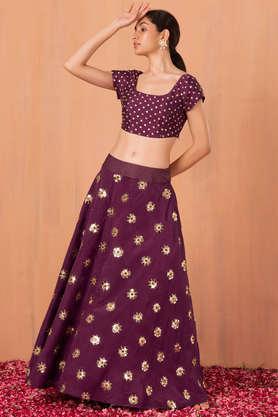 relaxed fit full length silk women's casual wear skirts - purple