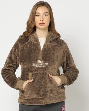 relaxed fit fur hoodie