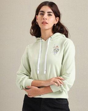 relaxed fit hoodie with placement embroidery