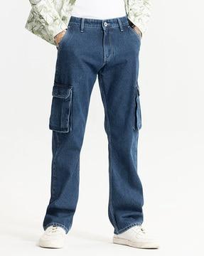 relaxed fit jeans with flap pockets