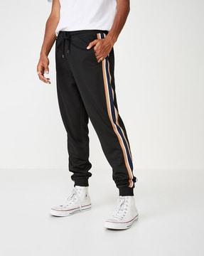 relaxed fit jogger pants with contrast taping