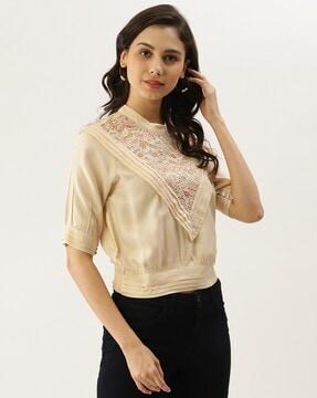 relaxed fit lace round-neck top