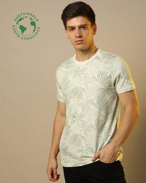 relaxed fit leaf print crew-neck t-shirt