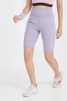 relaxed fit mid thigh polyester blend womens relaxed shorts - lilac