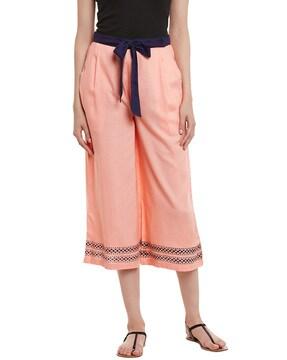 relaxed fit palazzo with waist tie-up