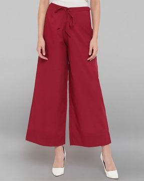 relaxed fit palazzos with ankle length