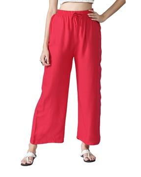 relaxed fit palazzos with drawstring waist