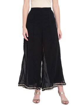 relaxed fit palazzos with embroidery