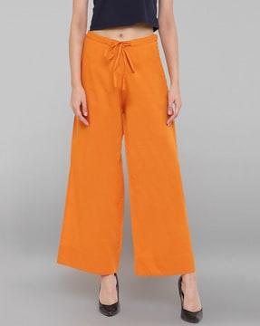 relaxed fit palazzos with waist tie-up