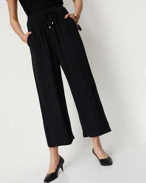 relaxed fit pants with drawstring waist