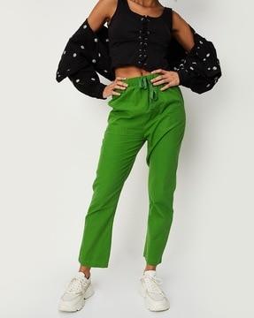 relaxed fit pants with drawstring waist