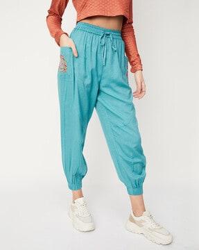 relaxed fit pants with drawstring waist