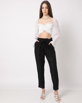 relaxed fit pants with elasticated waist