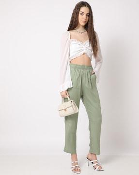 relaxed fit pants with elasticated waist