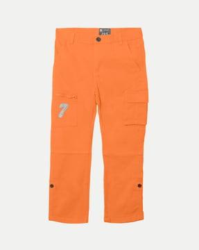 relaxed fit pants with flap pockets