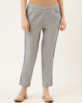 relaxed fit pants with lace detail