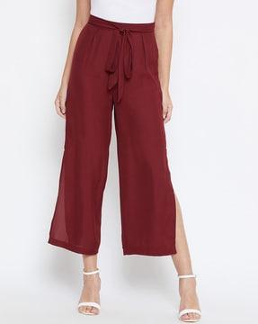 relaxed fit pants with side slits