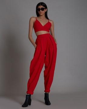 relaxed fit pleat-front pants