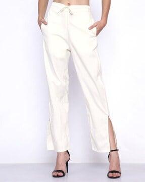 relaxed fit pleat front trousers with slip pockets