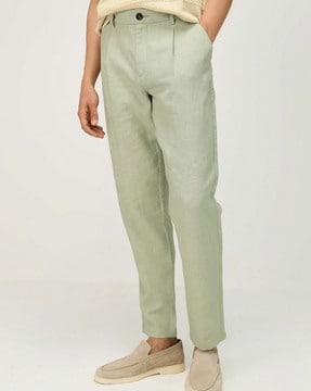 relaxed fit pleated pants
