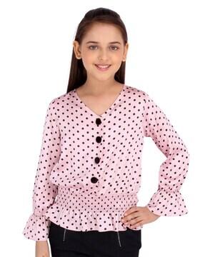 relaxed fit polka-dot print top