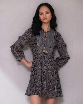 relaxed fit printed a-line dress