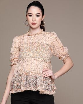 relaxed fit printed flared top